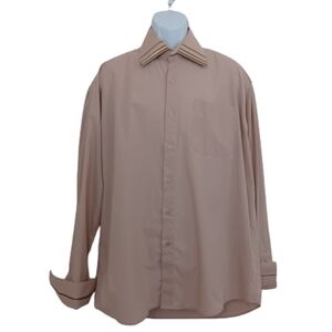 MILANOMODA High Collar Classic Collection Tan Beige Button-down Dress Shirt
